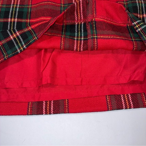 Talbots Wool Faux Wrap Skirt Red Tartan Plaid Size 12 Buttons Preppy Holiday - Picture 2 of 5
